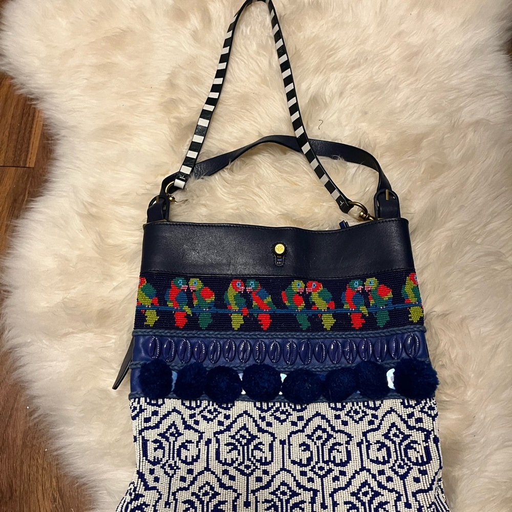 Tory Burch Beaded Parrot tote bag with shoulder strap